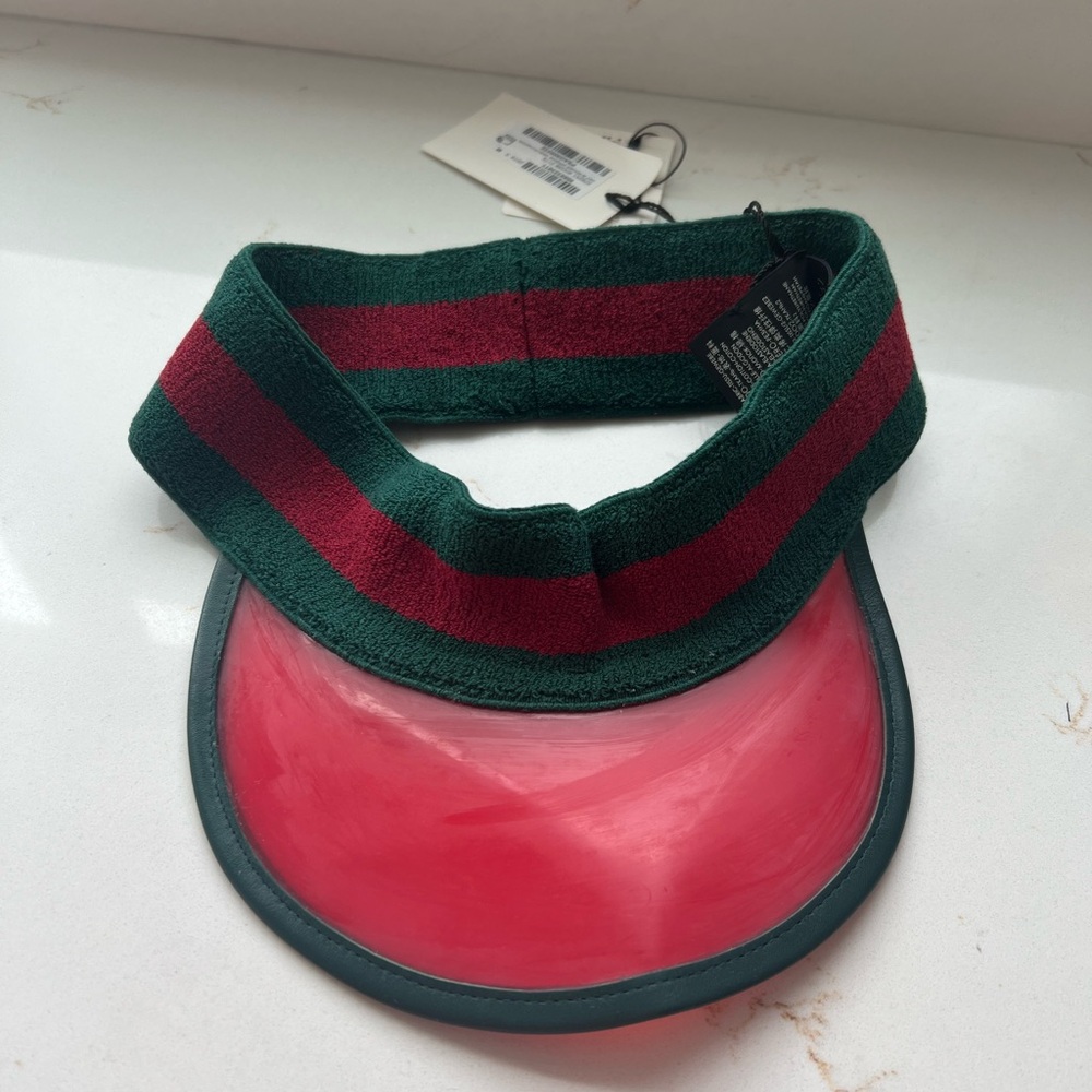 NWT Gucci Green and Red Striped Visor - Picture 5 of 10